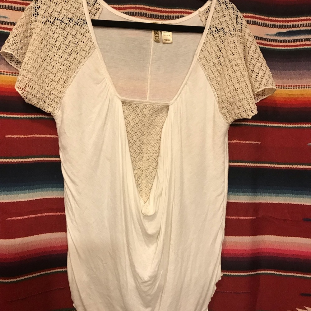 BKE Cream Scoop Neck Top